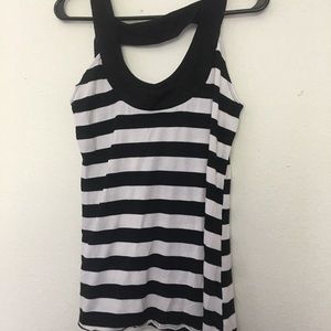Stripe black white blouse emo 2000s